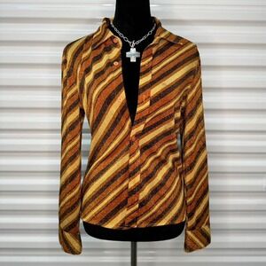 Early 2000s Forever 21 70s Style Sparkly Button Down